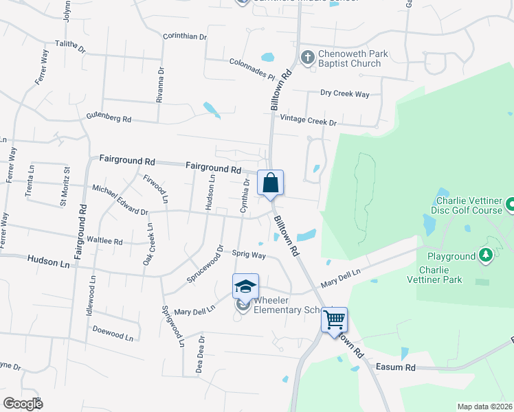 map of restaurants, bars, coffee shops, grocery stores, and more near in Louisville