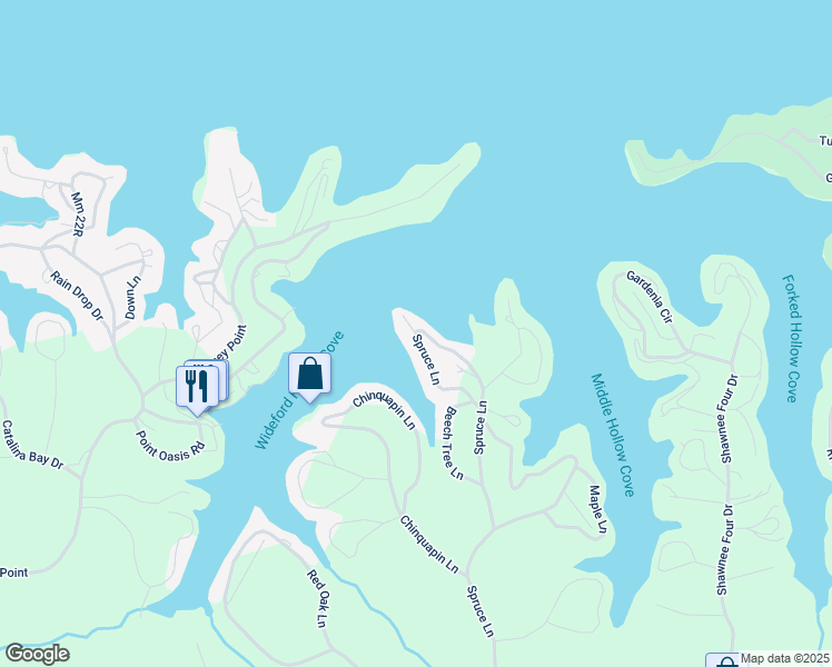 map of restaurants, bars, coffee shops, grocery stores, and more near 253 Mm 35 P in Sunrise Beach