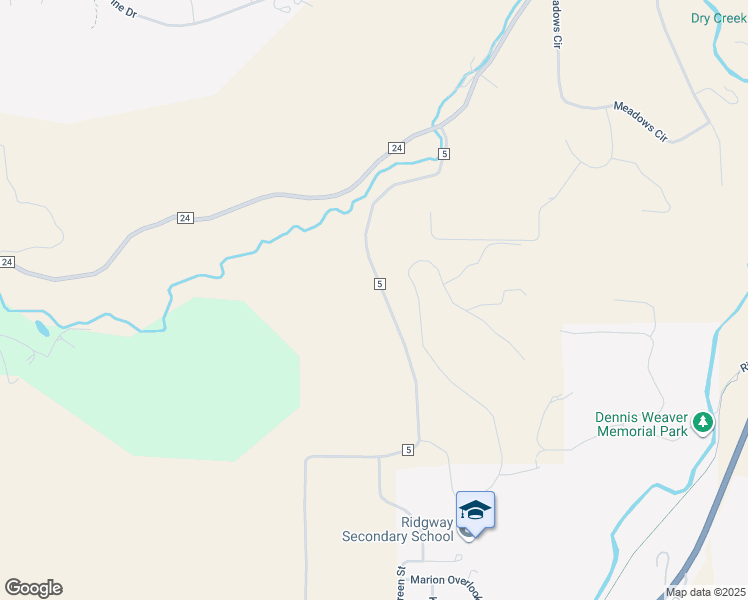 map of restaurants, bars, coffee shops, grocery stores, and more near 453 County Road 5 in Ridgway