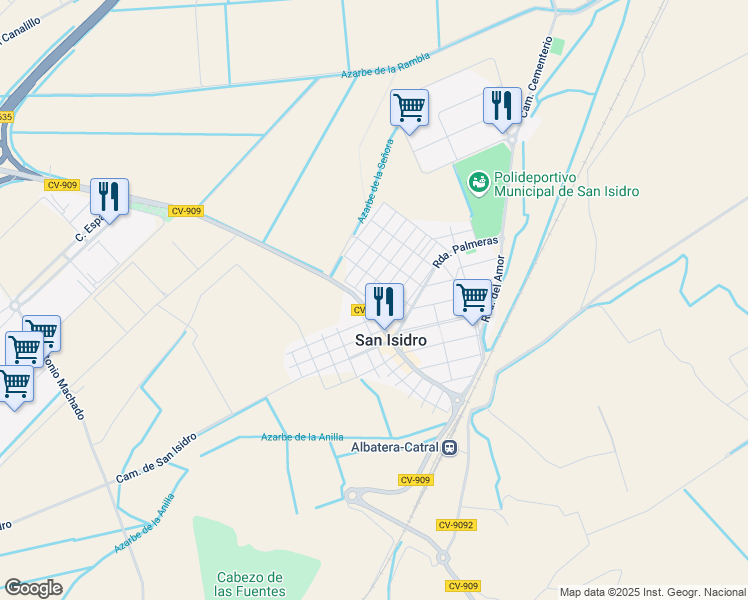 map of restaurants, bars, coffee shops, grocery stores, and more near 1 Calle José Pastor in San Isidro