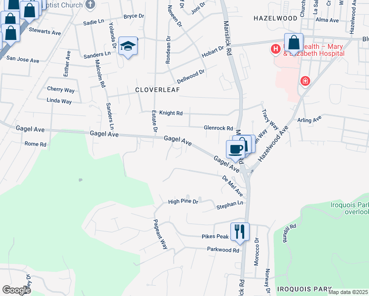 map of restaurants, bars, coffee shops, grocery stores, and more near 806 Gagel Avenue in Louisville