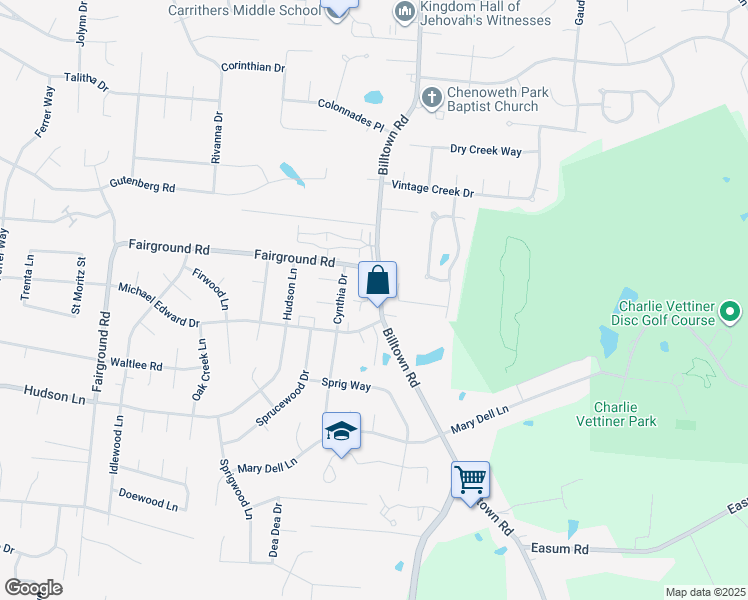 map of restaurants, bars, coffee shops, grocery stores, and more near in Louisville