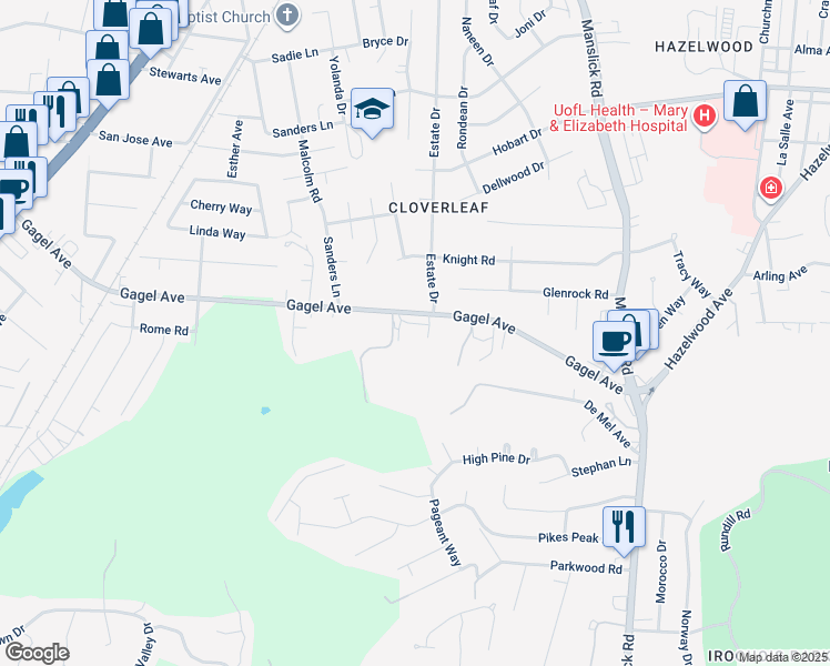 map of restaurants, bars, coffee shops, grocery stores, and more near 900 Gagel Avenue in Louisville