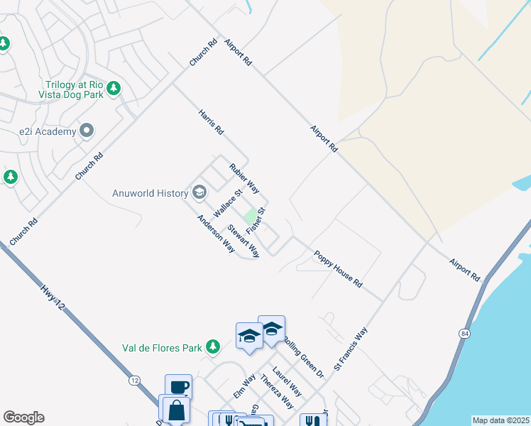 map of restaurants, bars, coffee shops, grocery stores, and more near 612 Fisher Street in Rio Vista