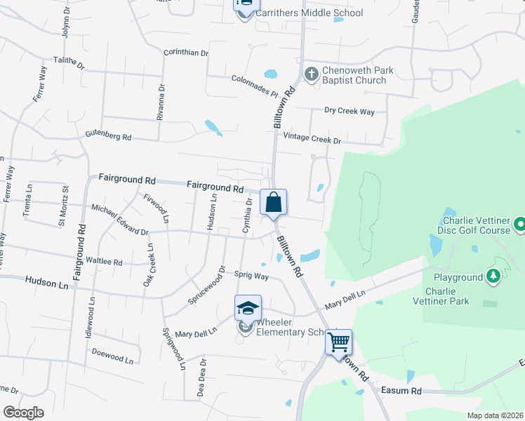 map of restaurants, bars, coffee shops, grocery stores, and more near in Louisville