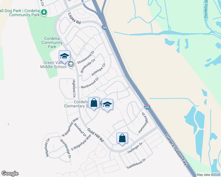map of restaurants, bars, coffee shops, grocery stores, and more near 4733 Canyon Hills Drive in Fairfield