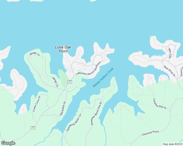 map of restaurants, bars, coffee shops, grocery stores, and more near Lakeview Resort Boulvard in Sunrise Beach