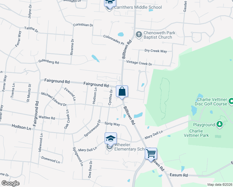 map of restaurants, bars, coffee shops, grocery stores, and more near in Louisville