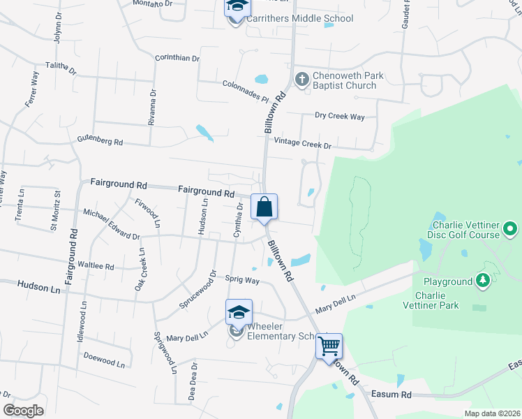 map of restaurants, bars, coffee shops, grocery stores, and more near in Louisville