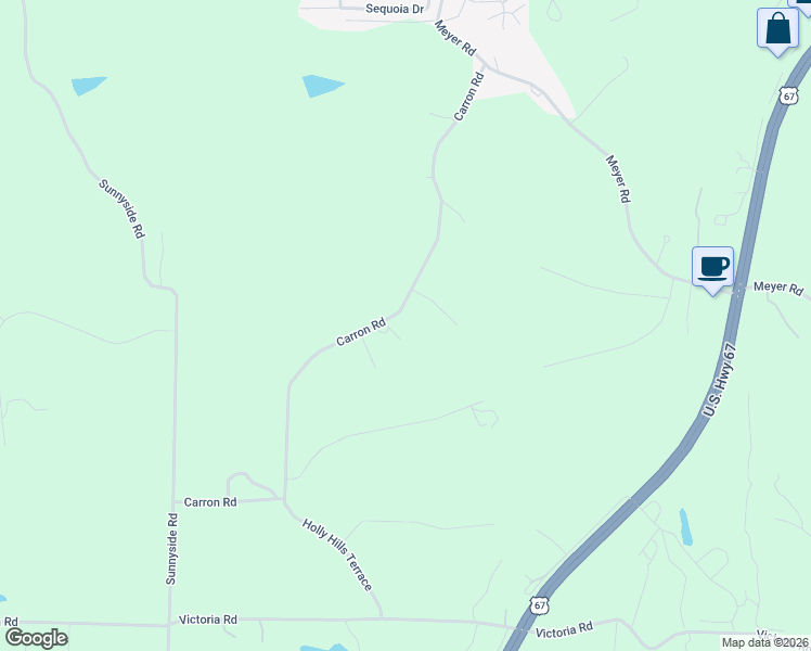 map of restaurants, bars, coffee shops, grocery stores, and more near 3077 Carron Road in Festus