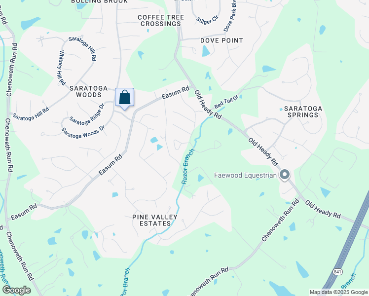 map of restaurants, bars, coffee shops, grocery stores, and more near 2714 Razor Ridge Court in Louisville