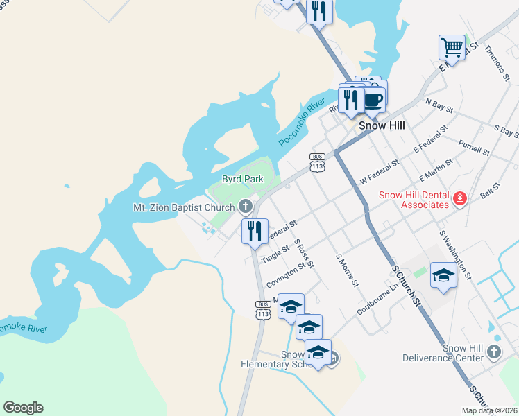 map of restaurants, bars, coffee shops, grocery stores, and more near 400 Dighton Avenue in Snow Hill