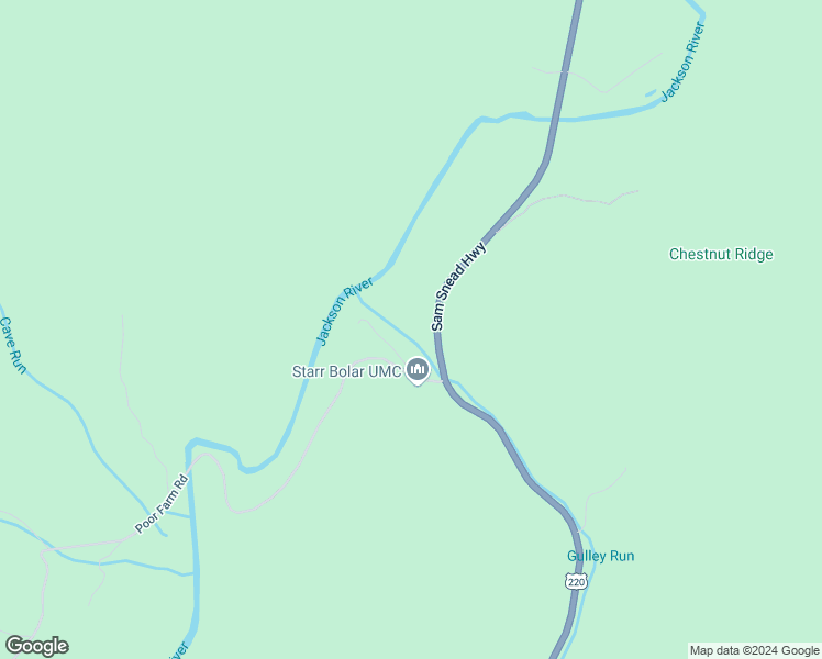 map of restaurants, bars, coffee shops, grocery stores, and more near 22819 Sam Snead Highway in Warm Springs