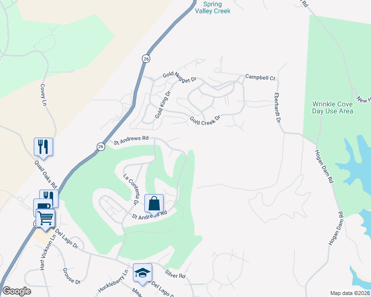 map of restaurants, bars, coffee shops, grocery stores, and more near 337 Saint Andrews Road in Valley Springs