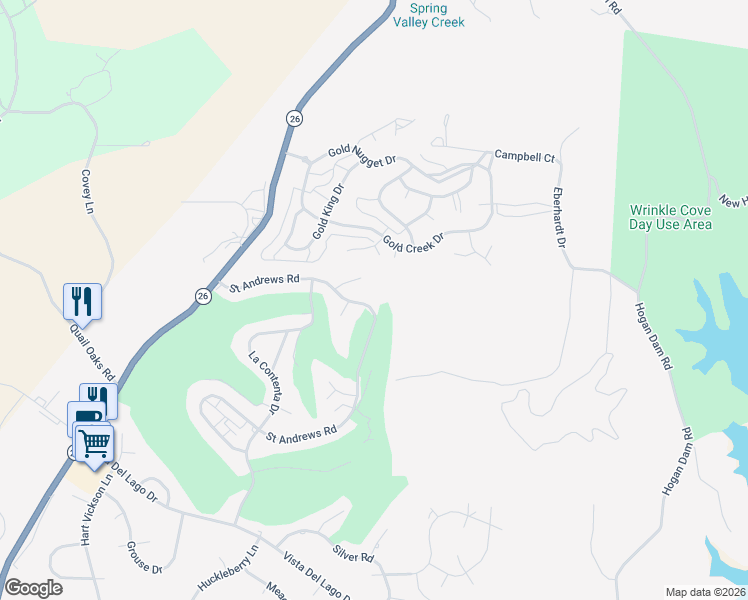 map of restaurants, bars, coffee shops, grocery stores, and more near 337 Saint Andrews Road in Valley Springs