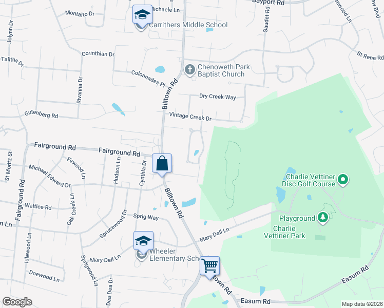 map of restaurants, bars, coffee shops, grocery stores, and more near 5005 Flora Springs Circle in Louisville