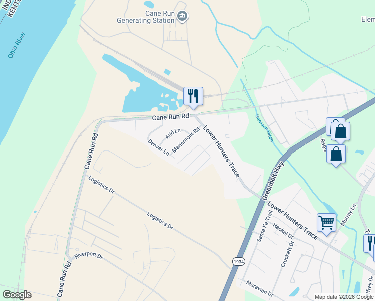 map of restaurants, bars, coffee shops, grocery stores, and more near 7225 Green Oak Drive in Louisville