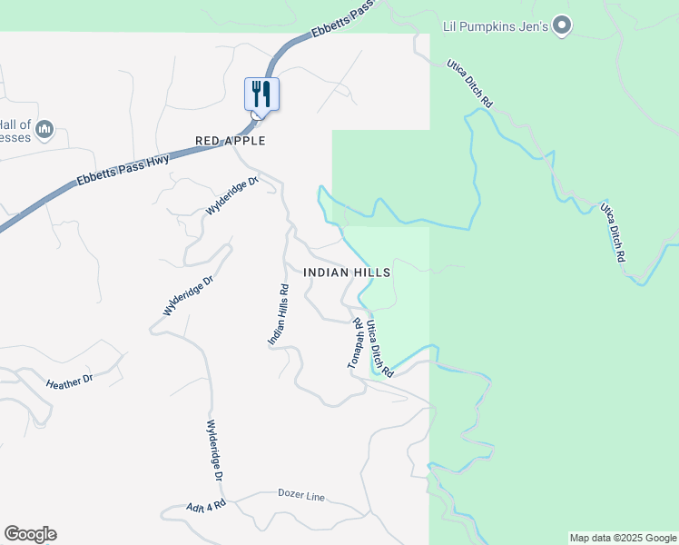 map of restaurants, bars, coffee shops, grocery stores, and more near 5278 Darby Russell Road in Murphys