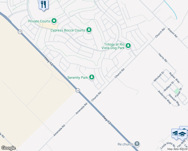 map of restaurants, bars, coffee shops, grocery stores, and more near 321 Kestrel Way in Rio Vista
