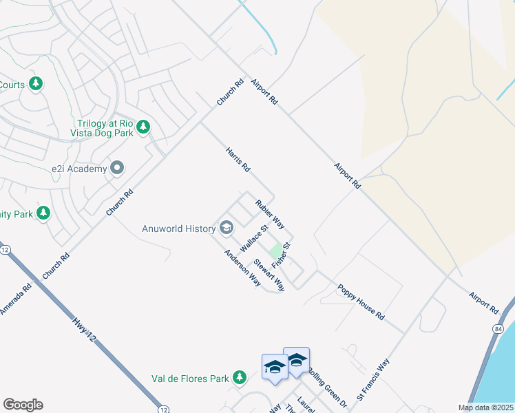 map of restaurants, bars, coffee shops, grocery stores, and more near 541 Wallace Street in Rio Vista