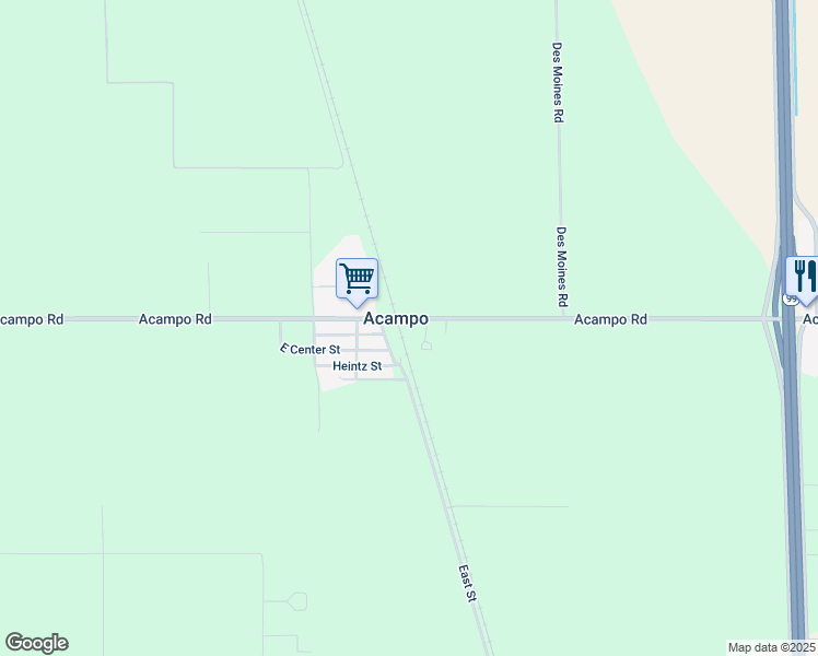 map of restaurants, bars, coffee shops, grocery stores, and more near 3318 Acampo Road in Acampo