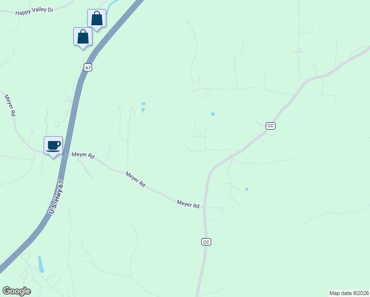 map of restaurants, bars, coffee shops, grocery stores, and more near 2667 Frederick Road in Festus