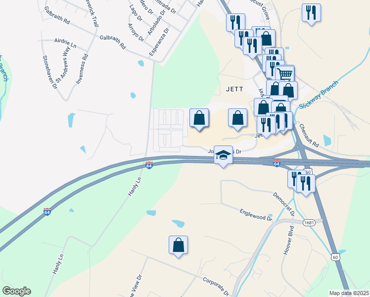 map of restaurants, bars, coffee shops, grocery stores, and more near 101 John Davis Drive in Frankfort