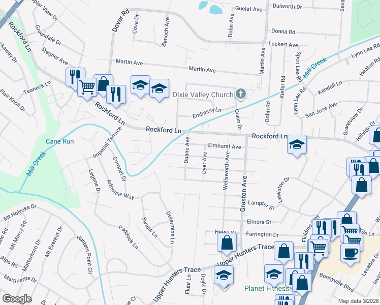 map of restaurants, bars, coffee shops, grocery stores, and more near 2513 Thomas Avenue in Louisville