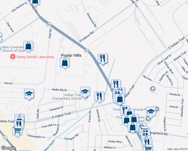 map of restaurants, bars, coffee shops, grocery stores, and more near 220 Valla Villa in Louisville