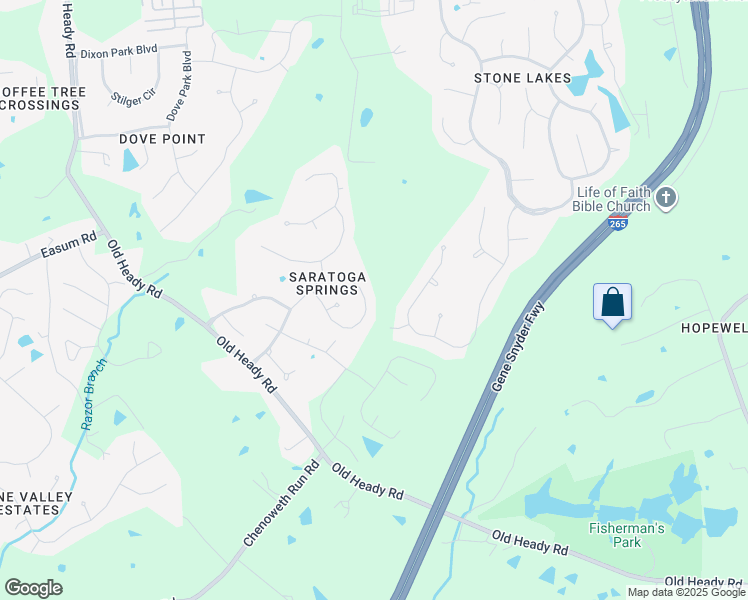 map of restaurants, bars, coffee shops, grocery stores, and more near 5006 Carriage Pass Place in Louisville