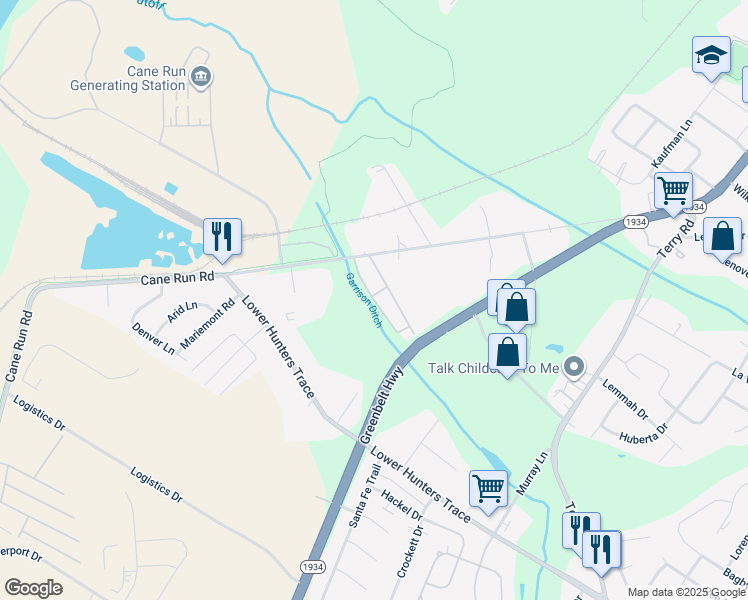 map of restaurants, bars, coffee shops, grocery stores, and more near 2826 Clark Run Road in Louisville