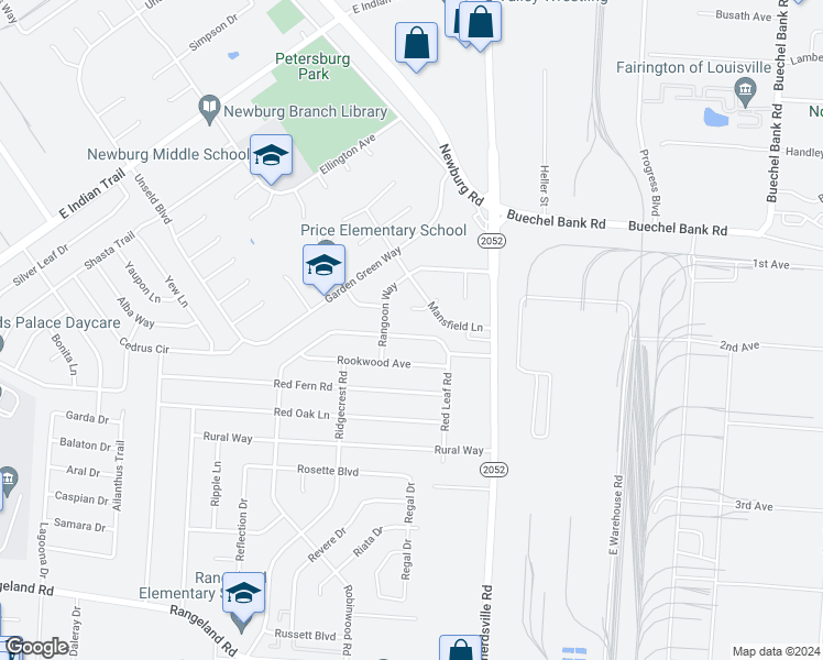 map of restaurants, bars, coffee shops, grocery stores, and more near 5309 Regent Way in Louisville