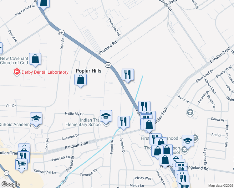 map of restaurants, bars, coffee shops, grocery stores, and more near 220 Valla Villa in Louisville