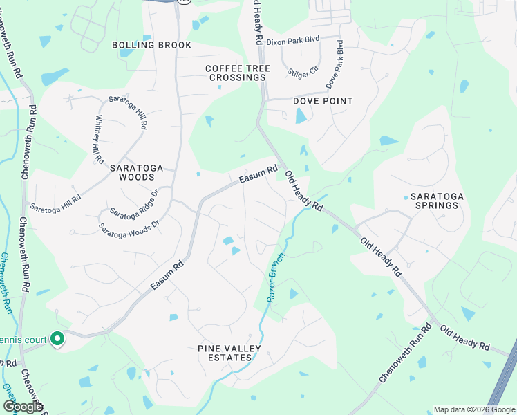 map of restaurants, bars, coffee shops, grocery stores, and more near 2703 Razor Ridge Court in Louisville