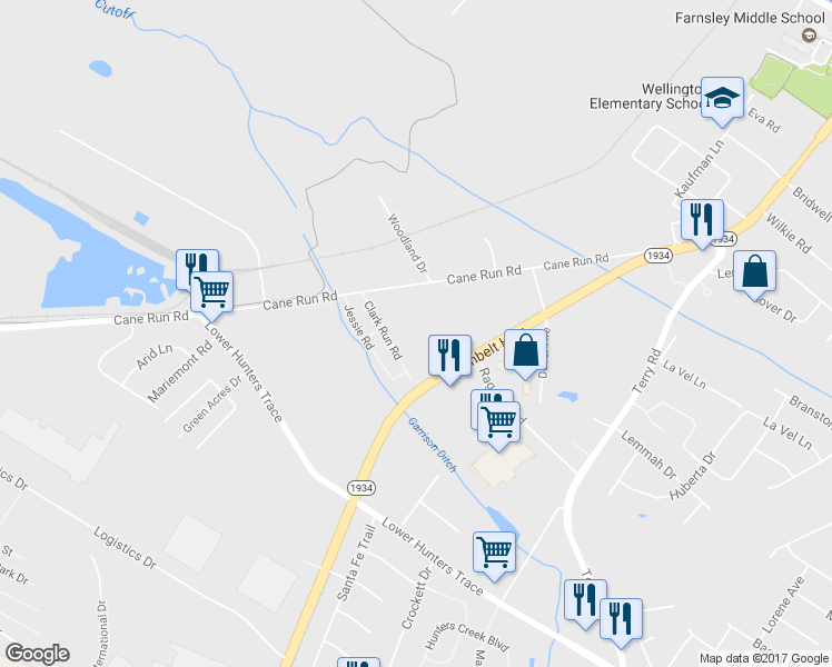 map of restaurants, bars, coffee shops, grocery stores, and more near 5149 Cane Run Road in Louisville