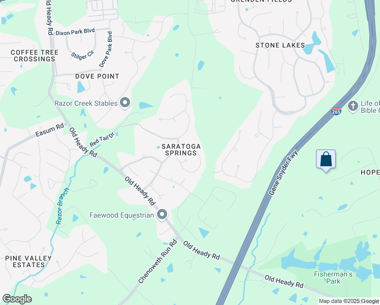 map of restaurants, bars, coffee shops, grocery stores, and more near 13405 Carriage Pass Court in Louisville