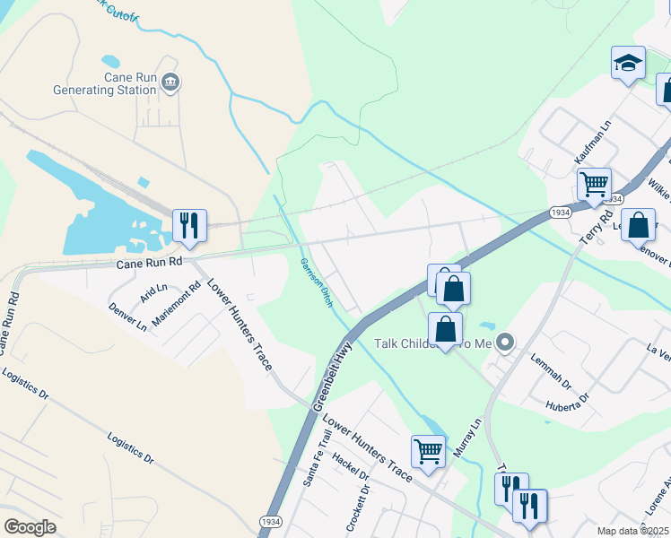 map of restaurants, bars, coffee shops, grocery stores, and more near 2826 Clark Run Road in Louisville