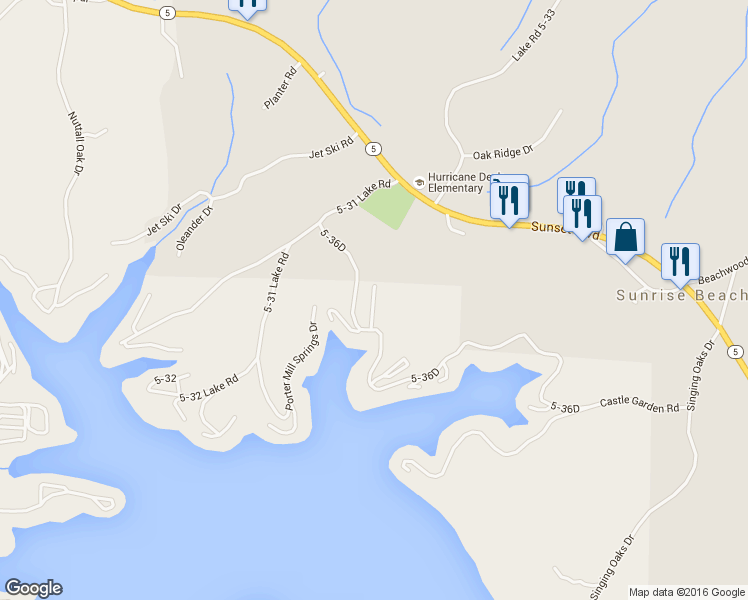 map of restaurants, bars, coffee shops, grocery stores, and more near Lake Shadow Road in Sunrise Beach