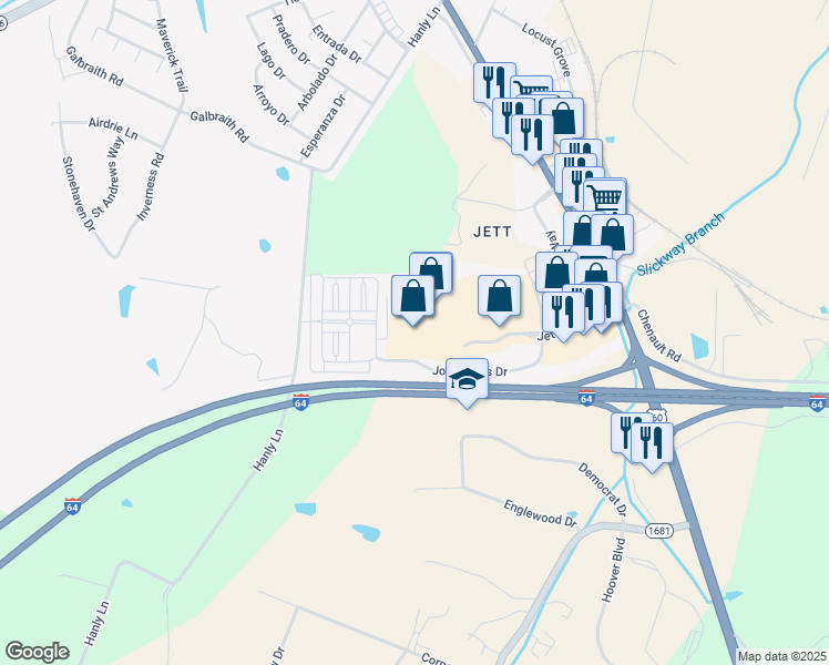 map of restaurants, bars, coffee shops, grocery stores, and more near 7800 John Davis Drive in Frankfort