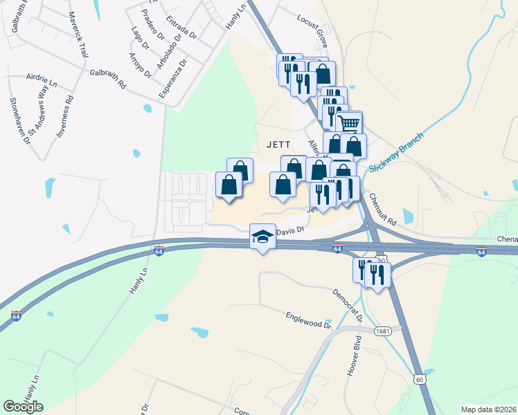 map of restaurants, bars, coffee shops, grocery stores, and more near 7000 John Davis Drive in Frankfort