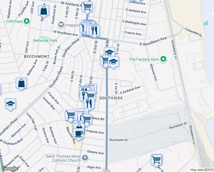 map of restaurants, bars, coffee shops, grocery stores, and more near 108 West Tenny Avenue in Louisville