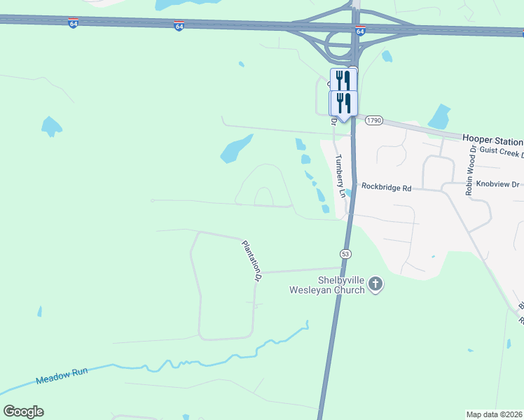 map of restaurants, bars, coffee shops, grocery stores, and more near 827 Abingdon Lane in Shelbyville