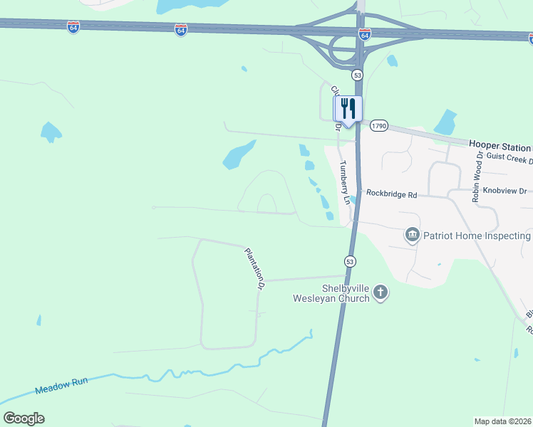 map of restaurants, bars, coffee shops, grocery stores, and more near 842 Abingdon Circle in Shelbyville