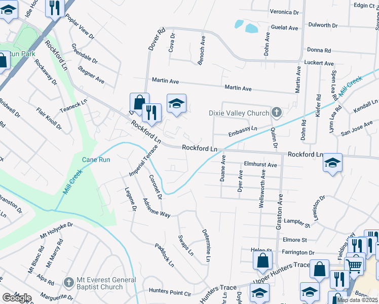 map of restaurants, bars, coffee shops, grocery stores, and more near in Shively