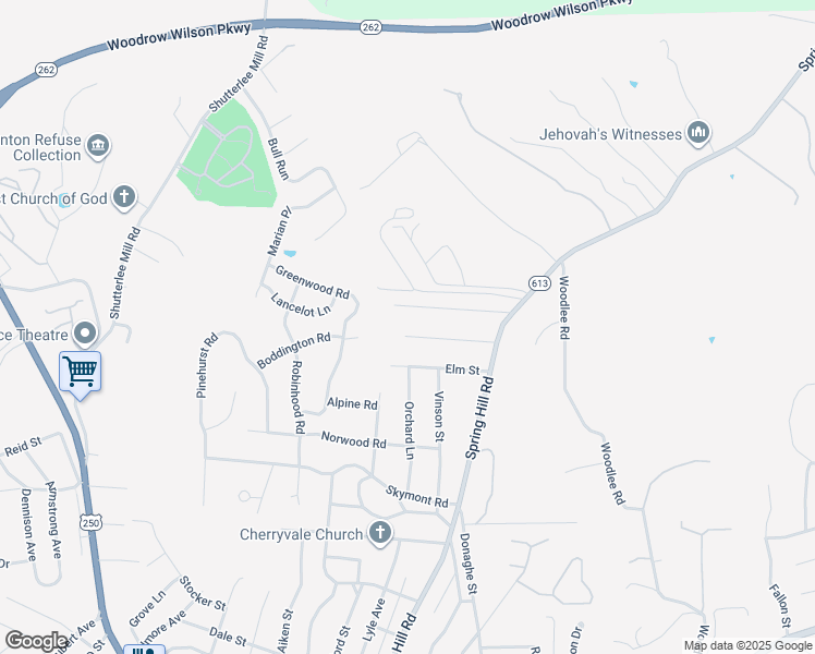 map of restaurants, bars, coffee shops, grocery stores, and more near 438 Peach Street in Staunton