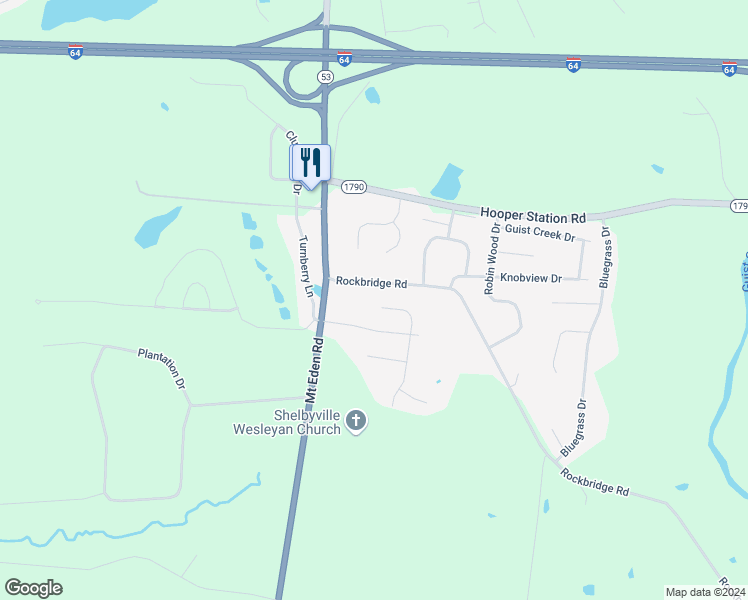map of restaurants, bars, coffee shops, grocery stores, and more near 302 Tipperary Crossing in Shelbyville