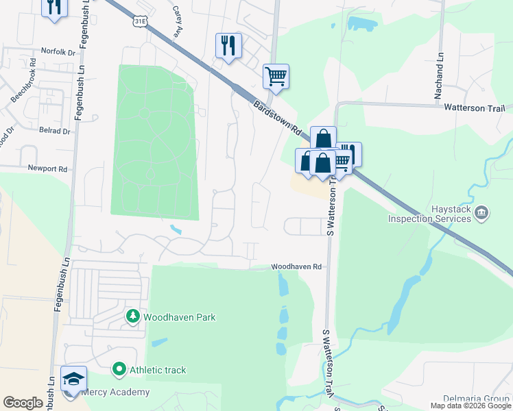map of restaurants, bars, coffee shops, grocery stores, and more near 137 Crews Drive in Louisville