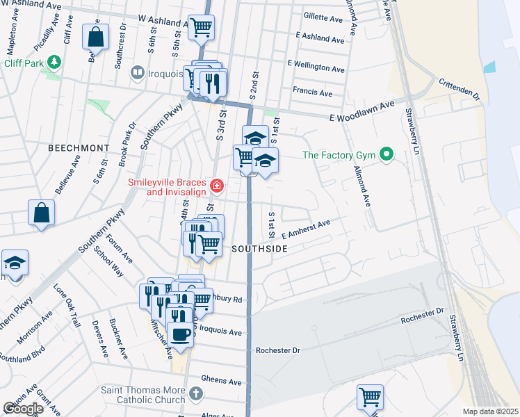 map of restaurants, bars, coffee shops, grocery stores, and more near 108 West Tenny Avenue in Louisville