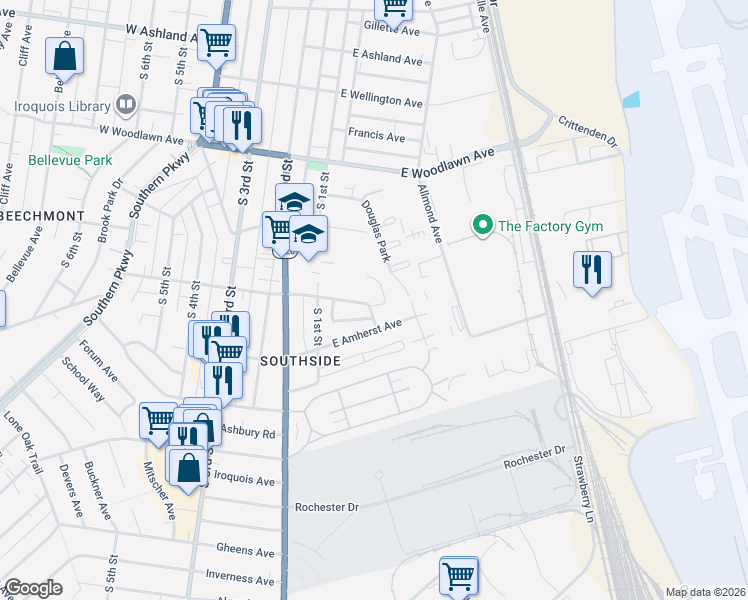 map of restaurants, bars, coffee shops, grocery stores, and more near 4820 Saint Leo Place in Louisville