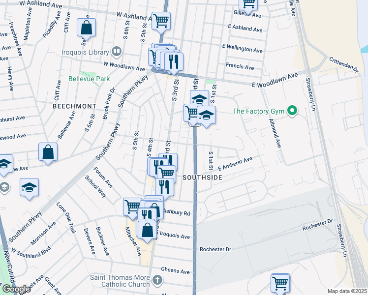 map of restaurants, bars, coffee shops, grocery stores, and more near 204 West Tenny Avenue in Louisville